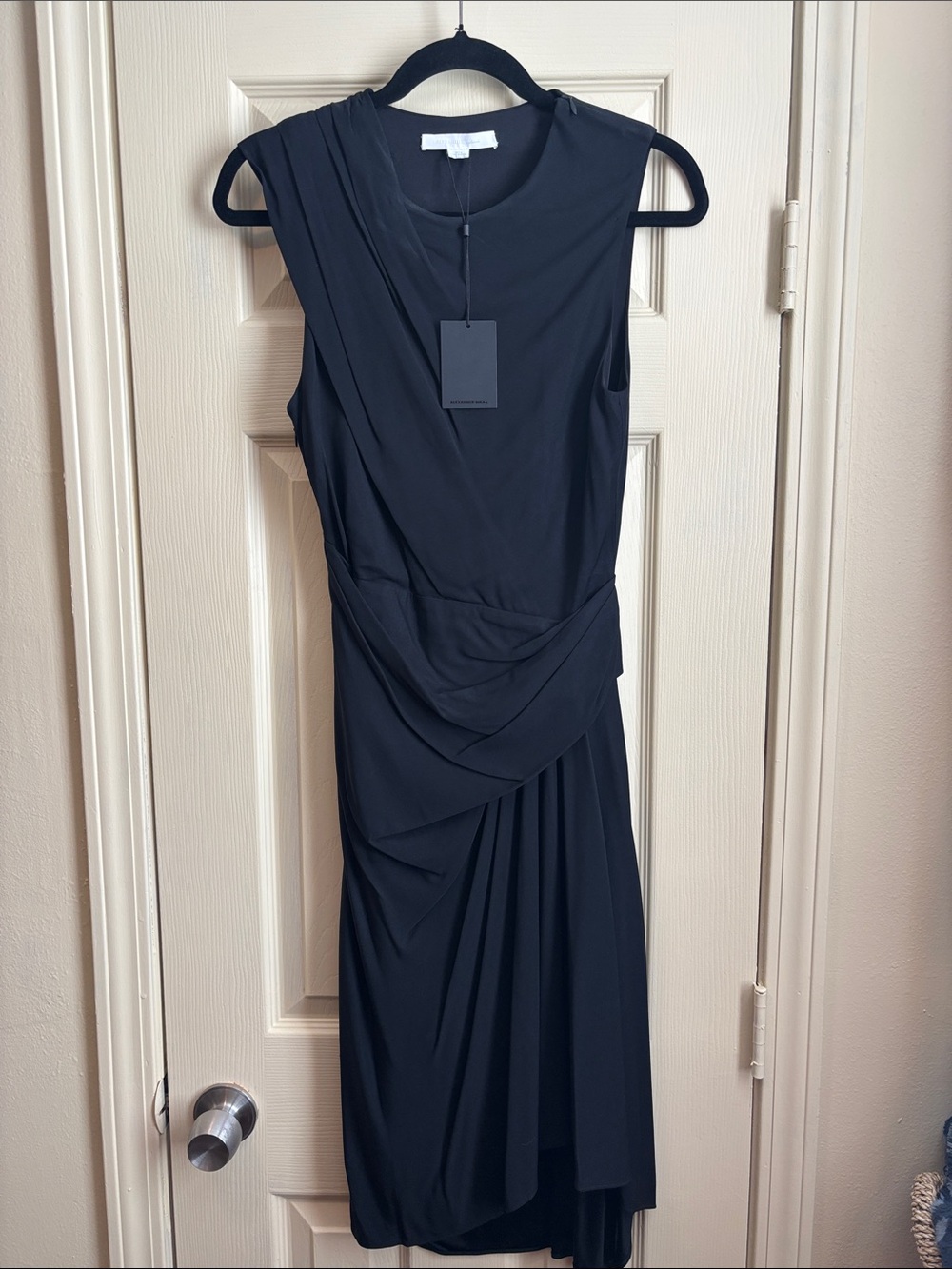 Alexander Wang Women’s Black Draped Sleeveless Dress Y2K
